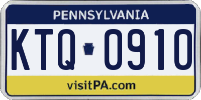 PA license plate KTQ0910