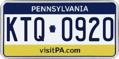 PA license plate KTQ0920