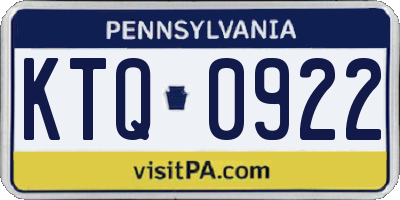 PA license plate KTQ0922