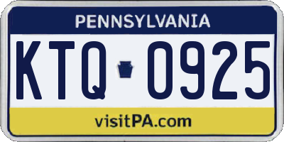 PA license plate KTQ0925