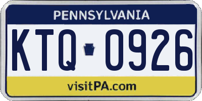 PA license plate KTQ0926