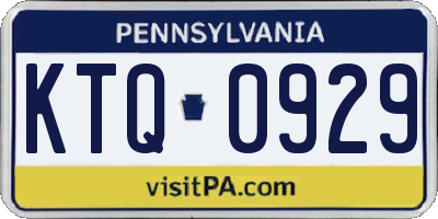 PA license plate KTQ0929