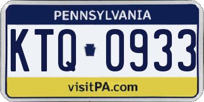 PA license plate KTQ0933