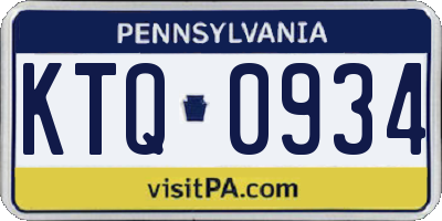 PA license plate KTQ0934
