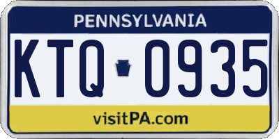 PA license plate KTQ0935