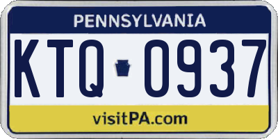PA license plate KTQ0937