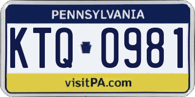PA license plate KTQ0981