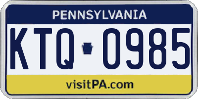 PA license plate KTQ0985