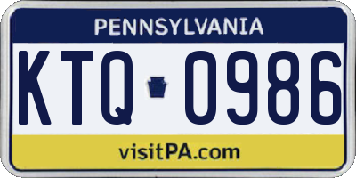 PA license plate KTQ0986
