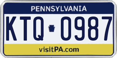PA license plate KTQ0987