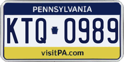 PA license plate KTQ0989