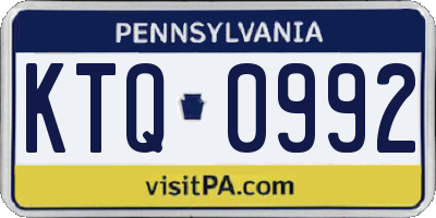 PA license plate KTQ0992