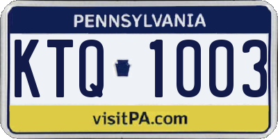PA license plate KTQ1003