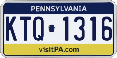PA license plate KTQ1316