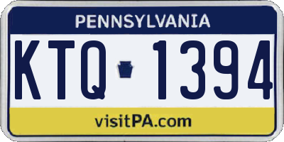 PA license plate KTQ1394
