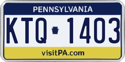 PA license plate KTQ1403