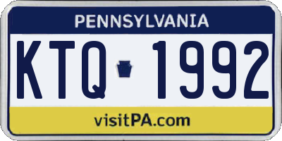PA license plate KTQ1992