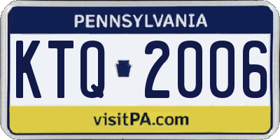 PA license plate KTQ2006