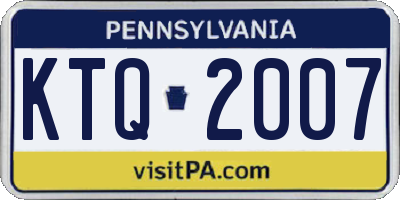 PA license plate KTQ2007