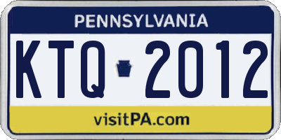 PA license plate KTQ2012