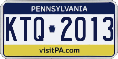 PA license plate KTQ2013