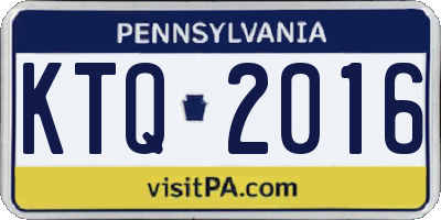 PA license plate KTQ2016