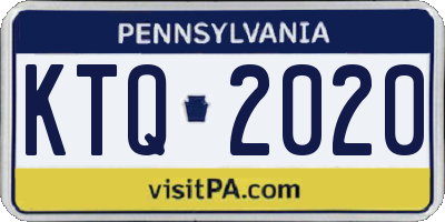 PA license plate KTQ2020