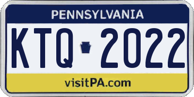 PA license plate KTQ2022