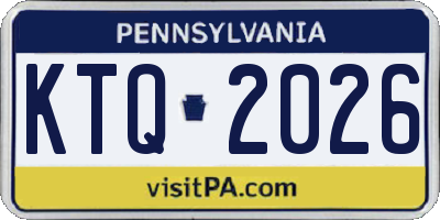 PA license plate KTQ2026