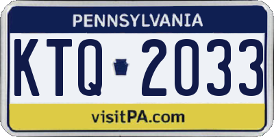 PA license plate KTQ2033