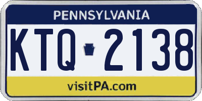 PA license plate KTQ2138