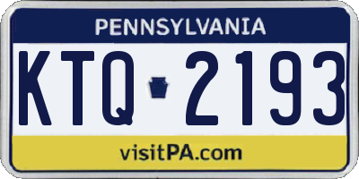 PA license plate KTQ2193