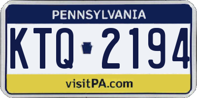 PA license plate KTQ2194