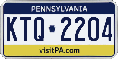 PA license plate KTQ2204