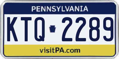 PA license plate KTQ2289