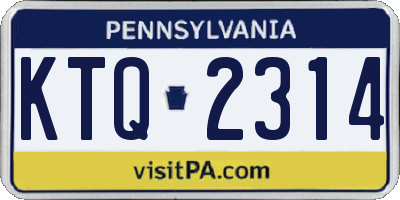 PA license plate KTQ2314