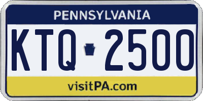 PA license plate KTQ2500