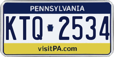 PA license plate KTQ2534