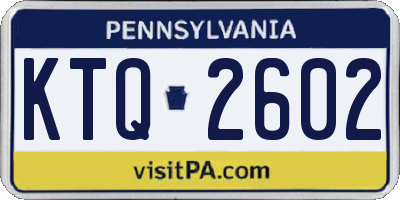 PA license plate KTQ2602