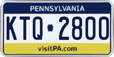 PA license plate KTQ2800
