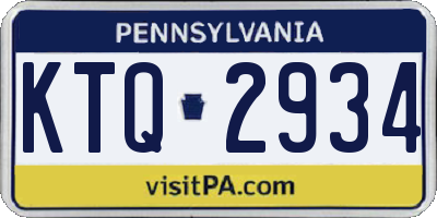 PA license plate KTQ2934