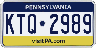 PA license plate KTQ2989