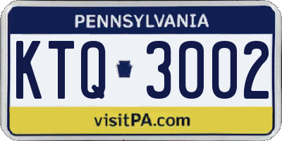 PA license plate KTQ3002
