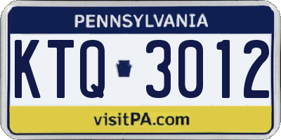 PA license plate KTQ3012