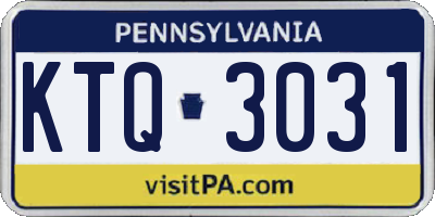 PA license plate KTQ3031