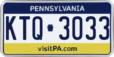 PA license plate KTQ3033