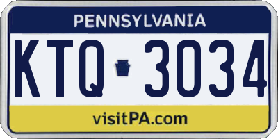 PA license plate KTQ3034