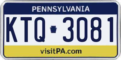 PA license plate KTQ3081