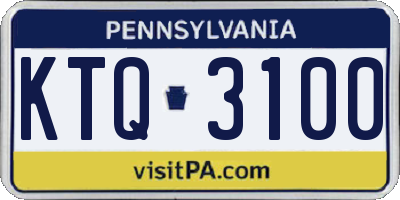 PA license plate KTQ3100