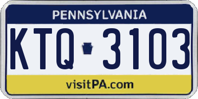 PA license plate KTQ3103